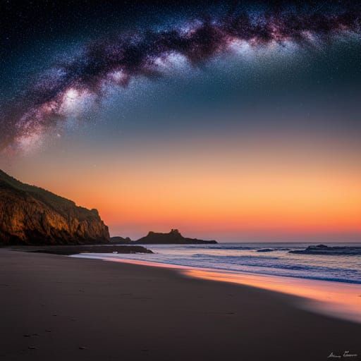 Starry Nocturne Over Black Sand Beach