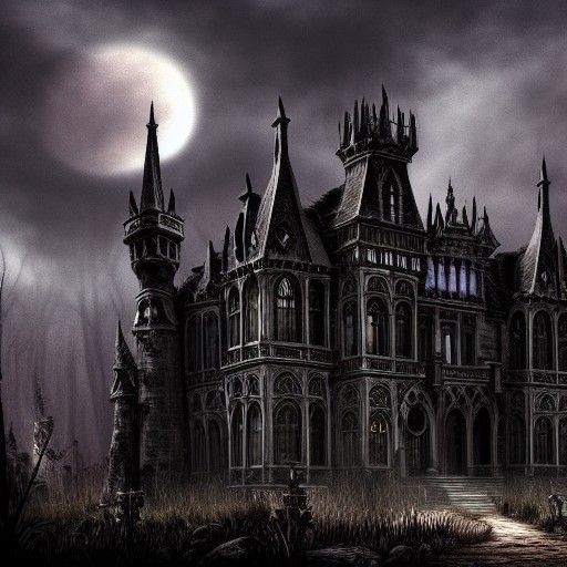 Gothic Dark Fantasy Manor in Victorian City