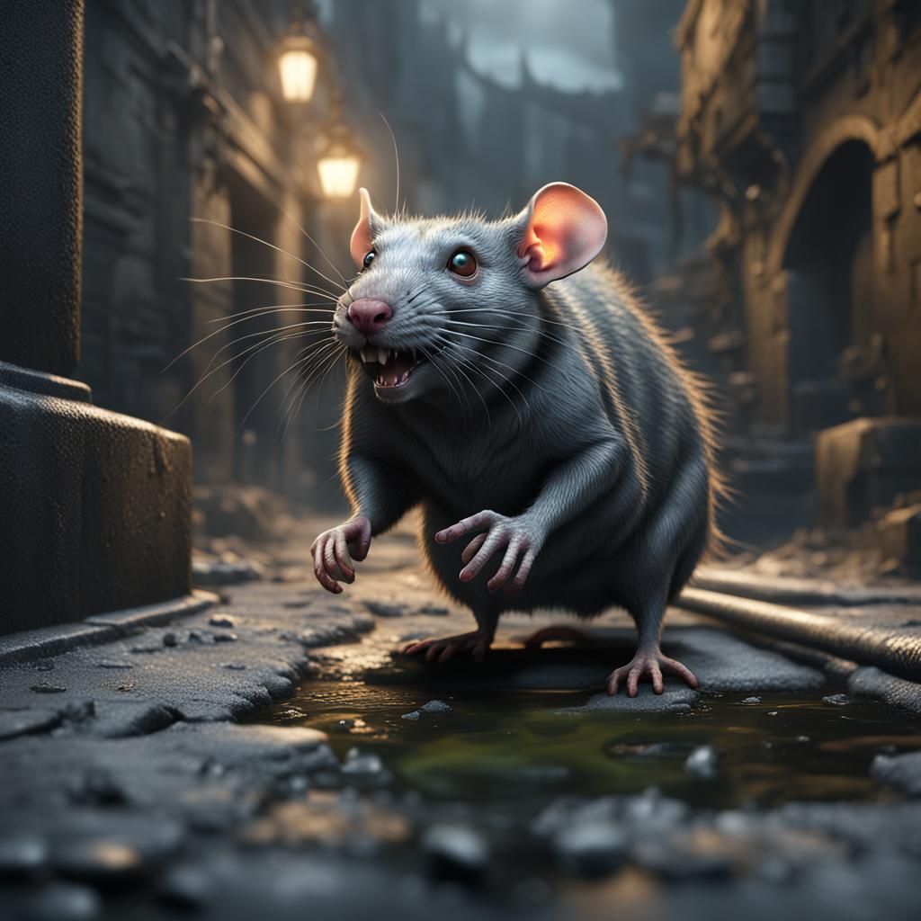Ugly Rat in Sewers: Detailed Matte Painting