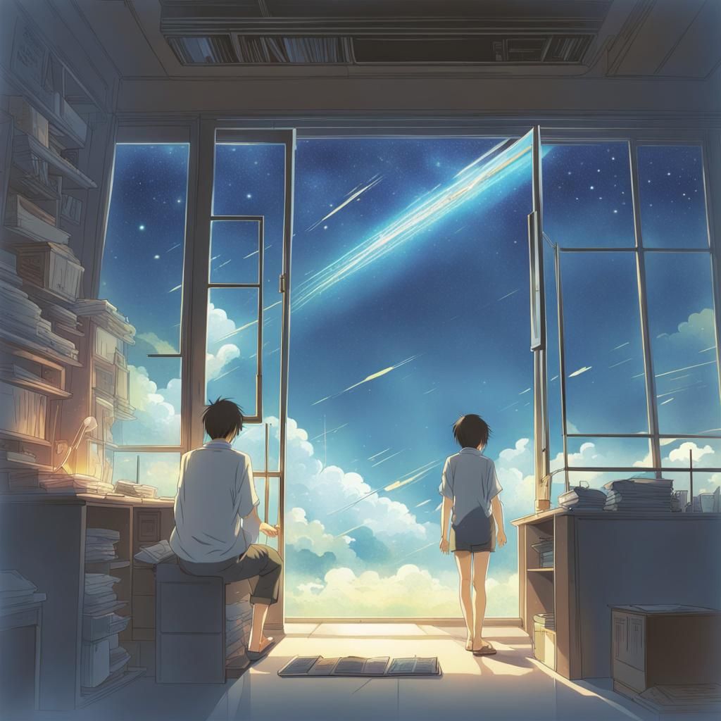 Dreamlike Astral Travel in Anime Style