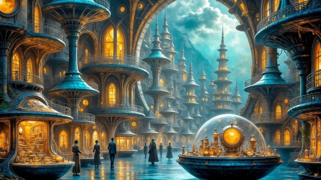 Futuristic Cityscape with Alien Architecture