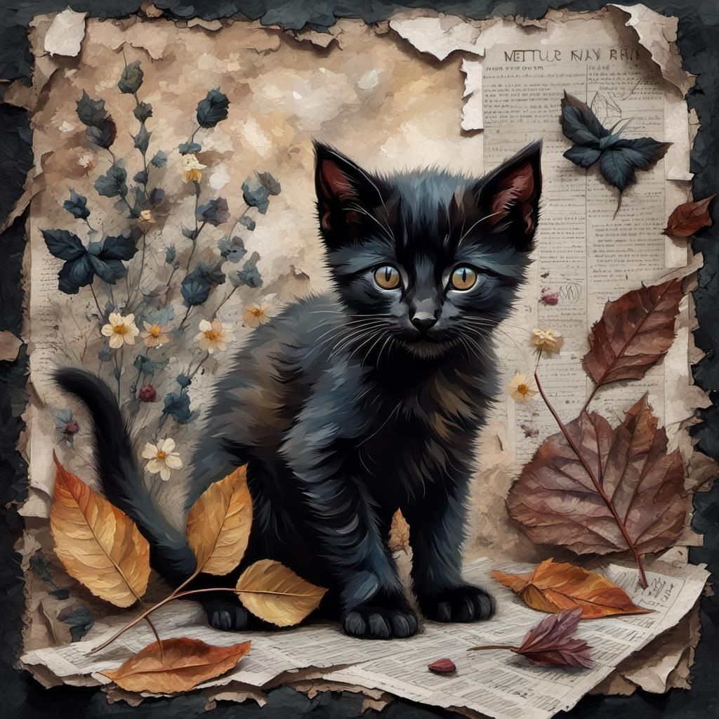 Cute little black kitten