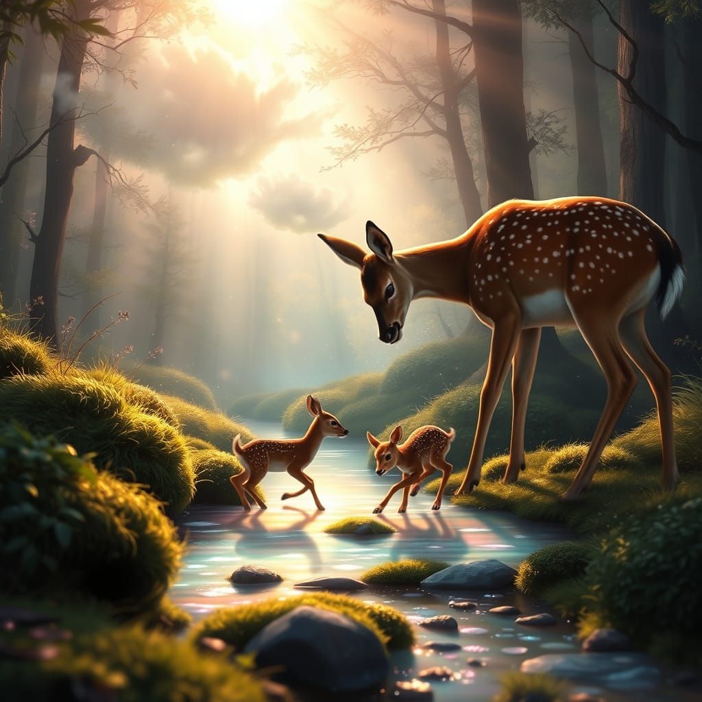 Ethereal Forest Goddess in Iridescent Light