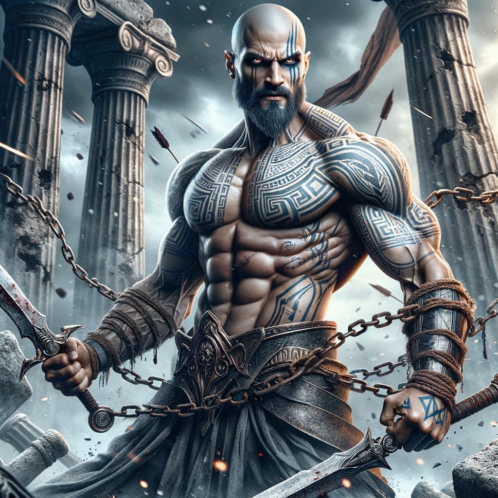 Fierce Warrior of Ancient Valor in Spartan Battlefield