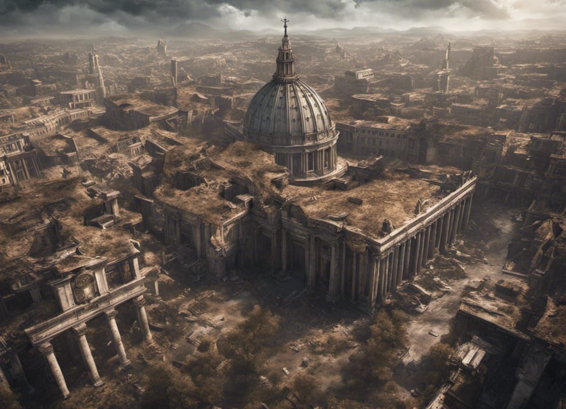 Post-Apocalyptic Vatican Ruins: Detailed Matte Painting