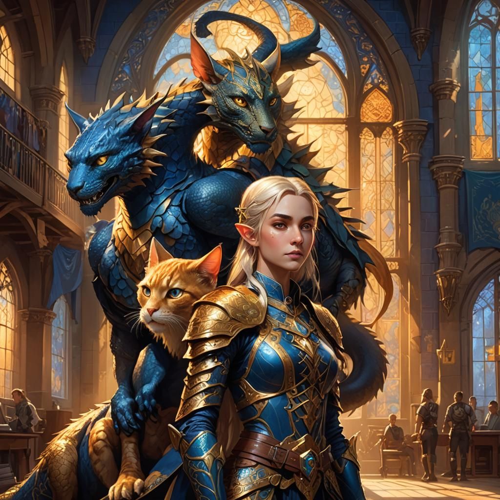 Elven Girl with Dragon in Gym: Fantasy Art