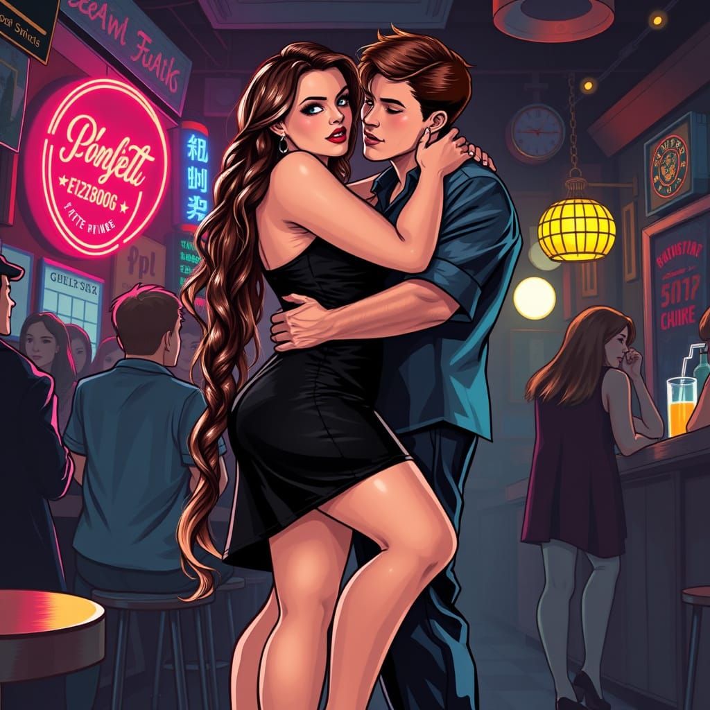 Sultry Nightlife Siren, 30s Woman, Flirting in a Dimly Lit B...