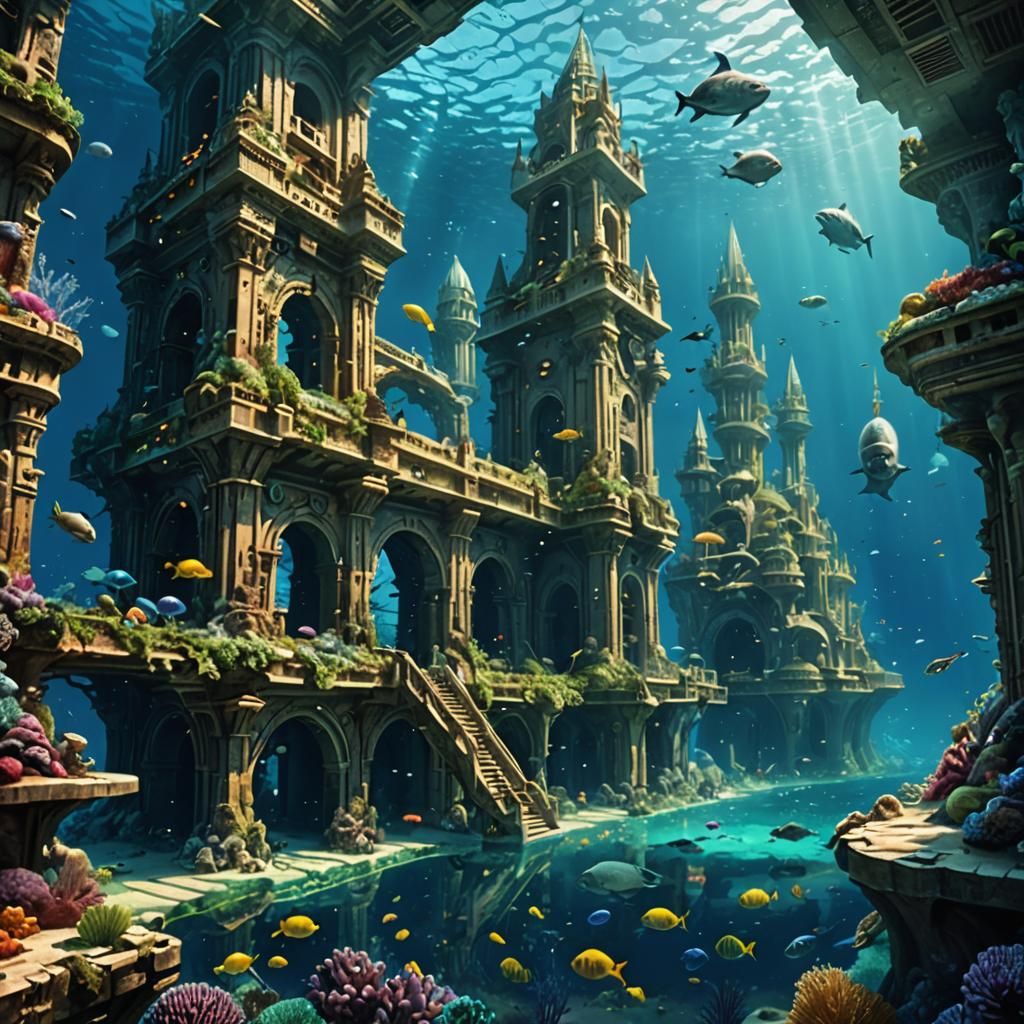 Underwater City: Atlantis Reimagined with Earth's Marine Lif...