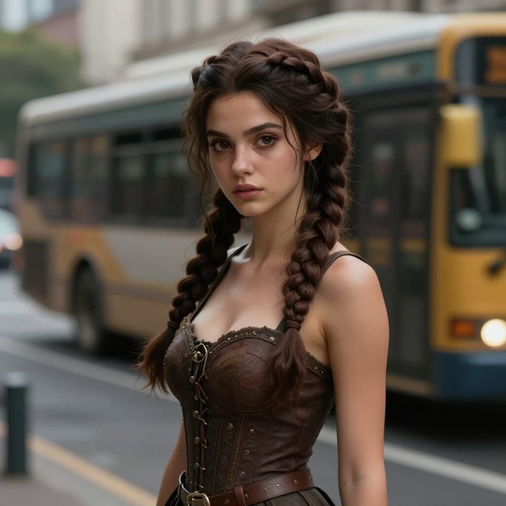 Fantasy Concept Art of Girl on Street