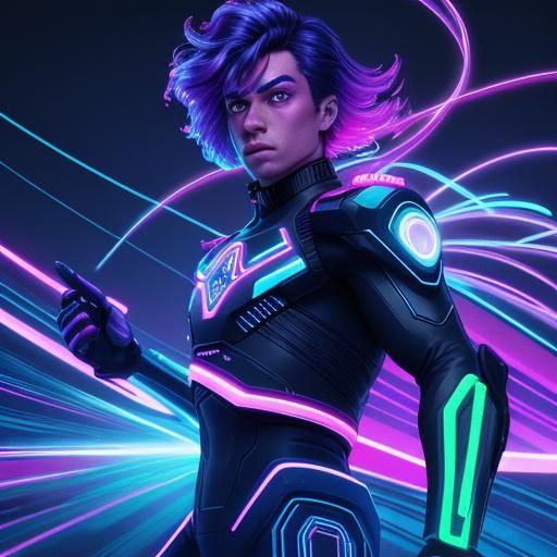 Synthwave Guitar: Neon Retro Digital Art