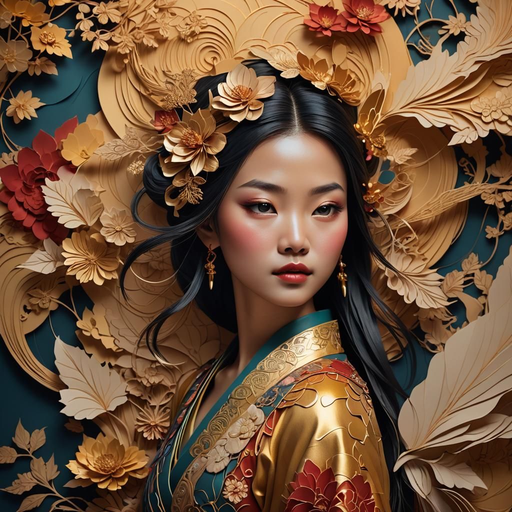 Paper Asian Girl: Digital Matte Painting