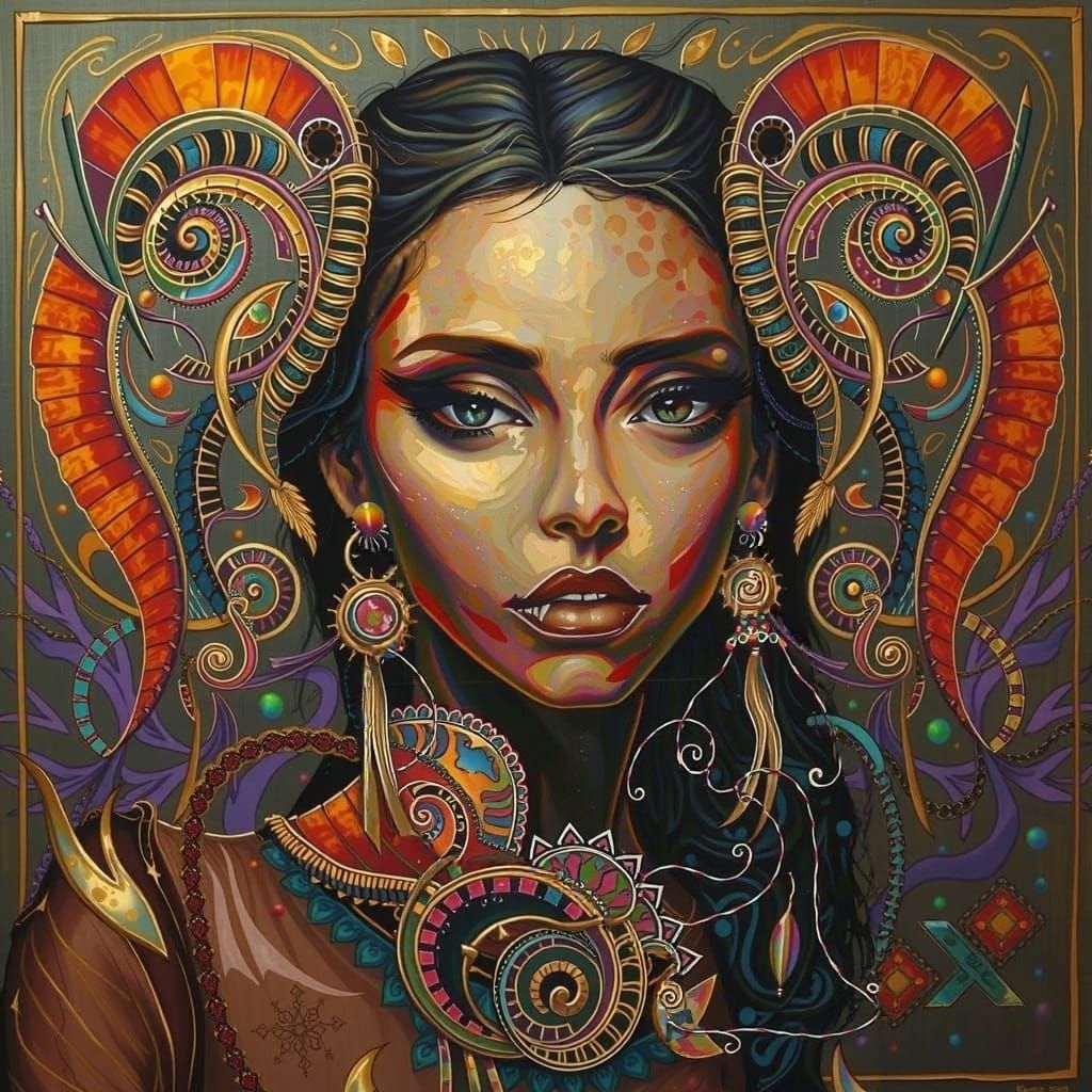 Abstract Expressionism with Iridescent Swirling Patterns