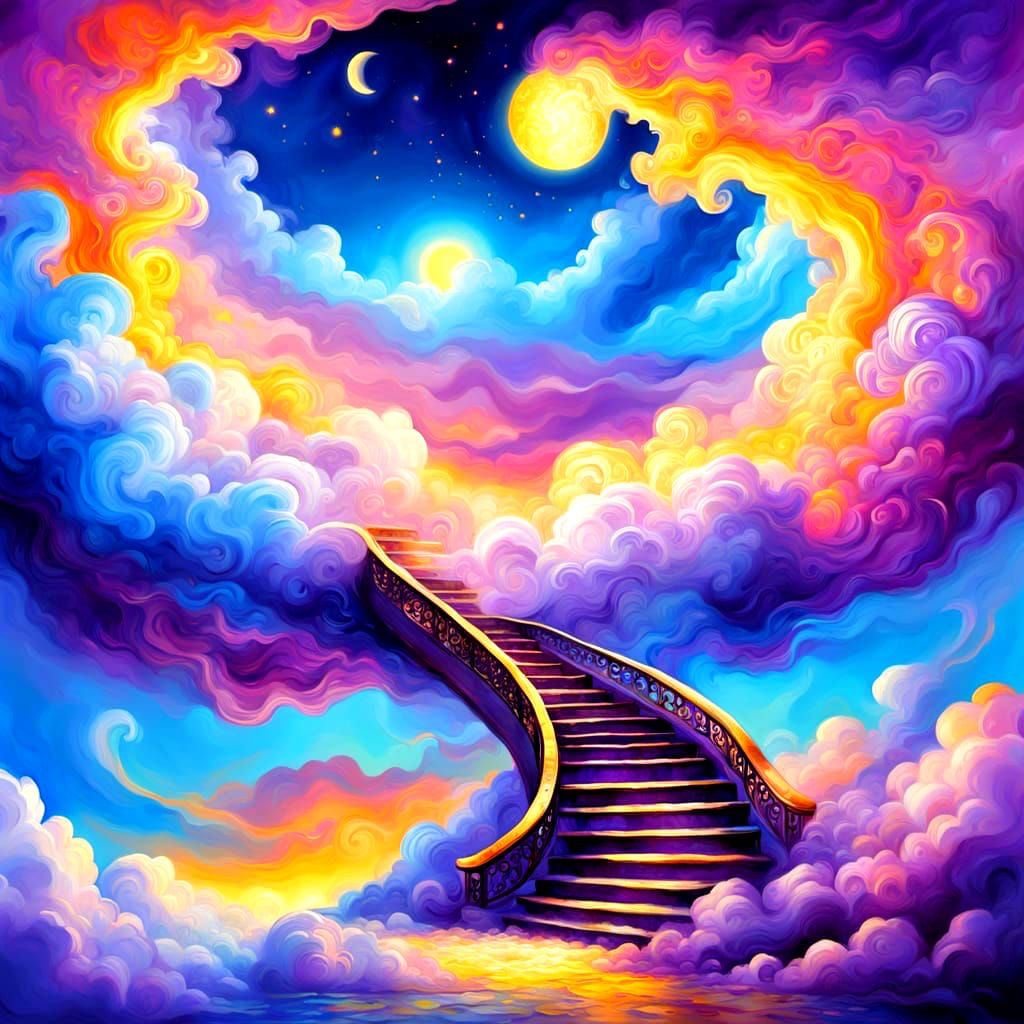 Colorful Ink Stairway to Heaven: Fantasy Art