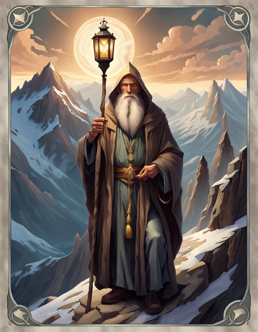 Tarot card: The Hermit - card IX (Real Cartoon XL v4)