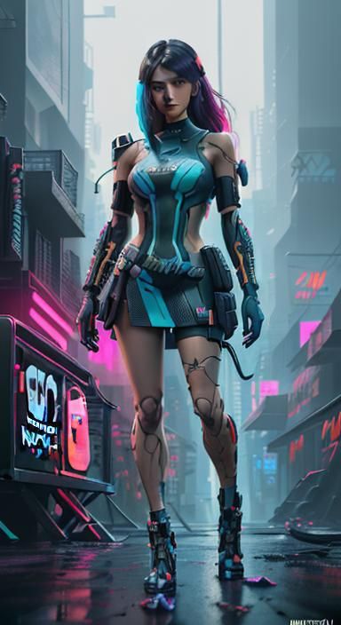 Nintendo Switch Girl in Anime Cyberpunk Style