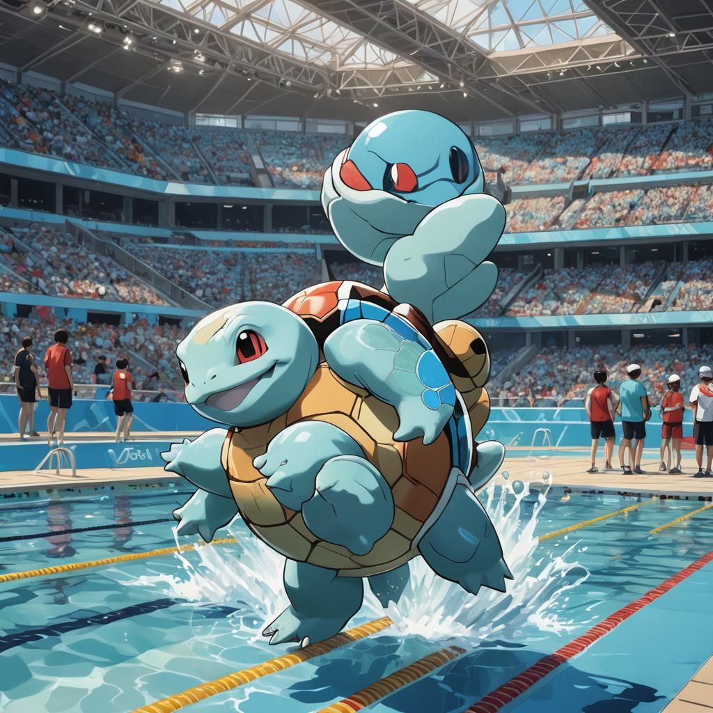Squirtle Pokémon at the Olympic Games: Anime Style