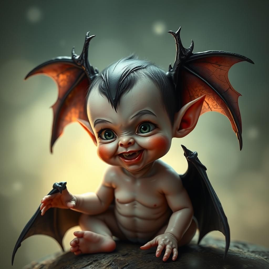 Baby Vampire Transformation in a Gothic Dreamscape