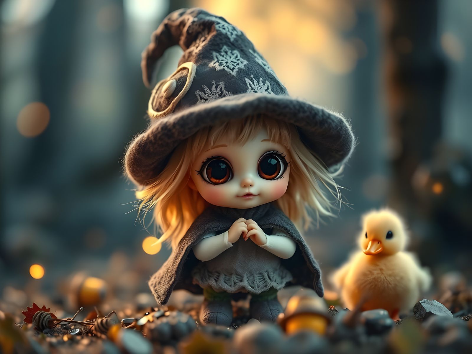 Whimsical Baby Witch in a Magical Forest