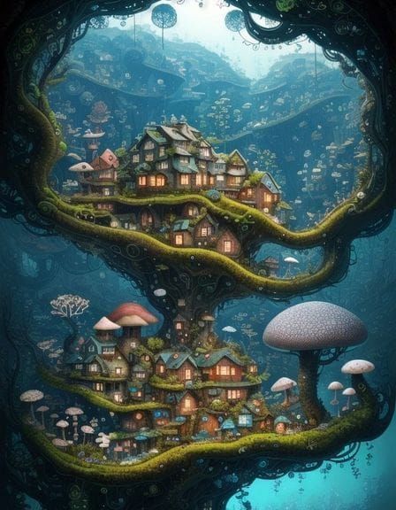 Surreal Snail House in Mysterious Landscape