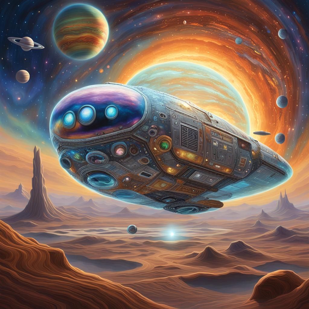 Cute aliens are sitting inside spatial véhicule un the solar...