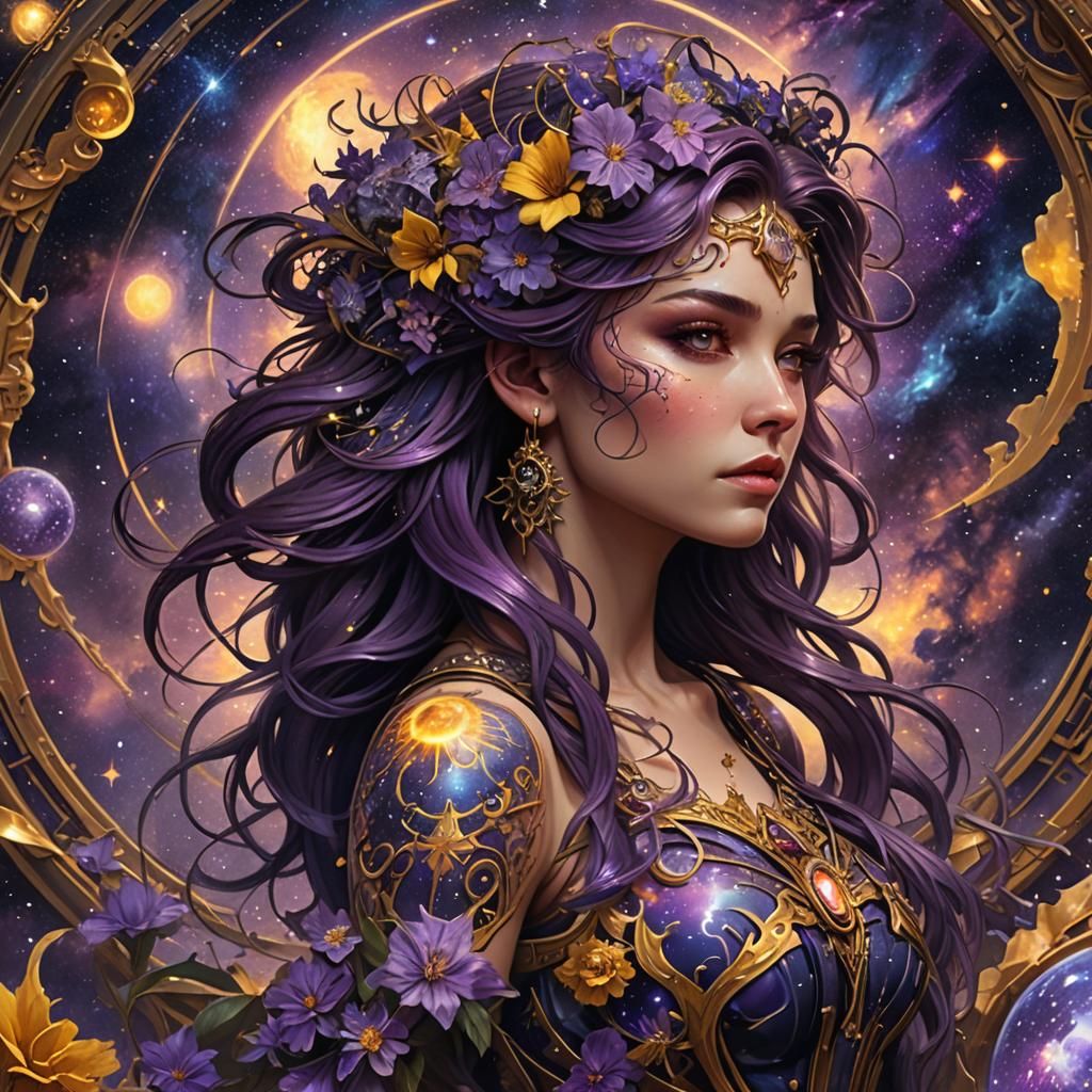 Galaxy Creation Tattoo in Dark Fantasy Style