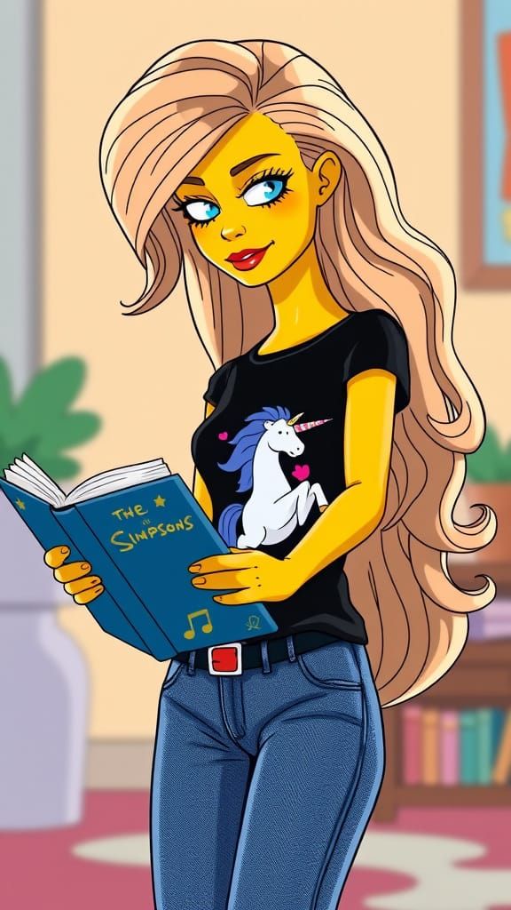 Simpsons-Inspired Barbie in a Reading Moment