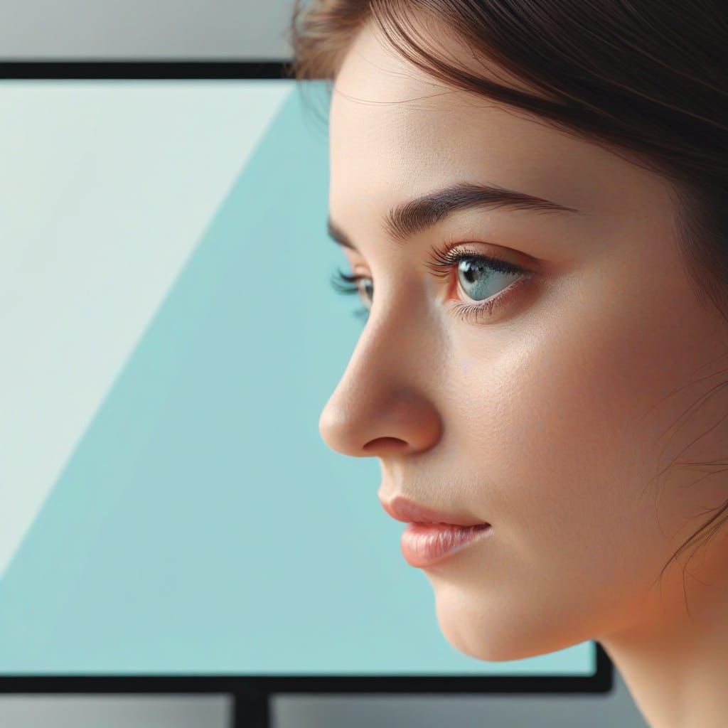 Minimalist Digital Art: Person Gazing at Screen