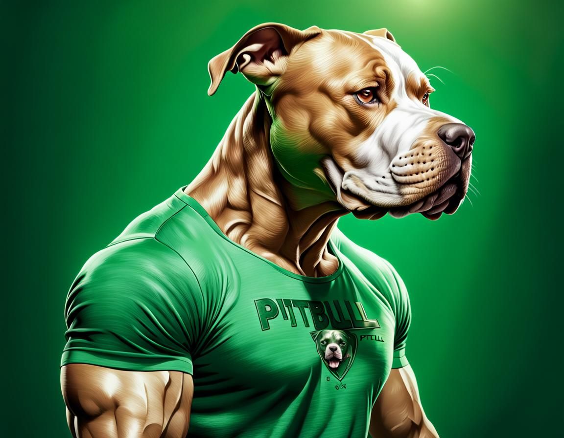 Muscular Pitbull Man: Hyperrealistic Splash Art