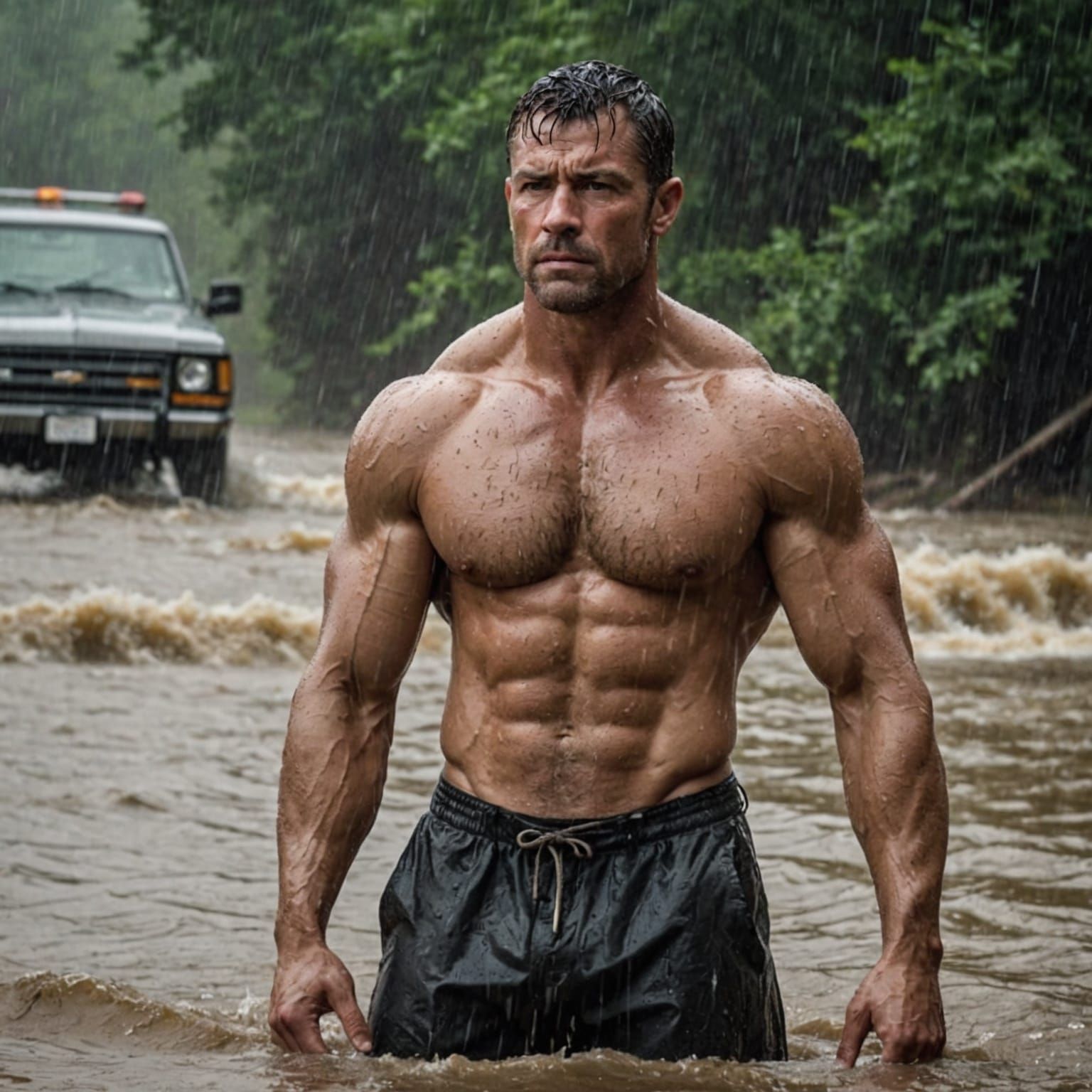 Heroic River Rescue During Torrential Rainstorm