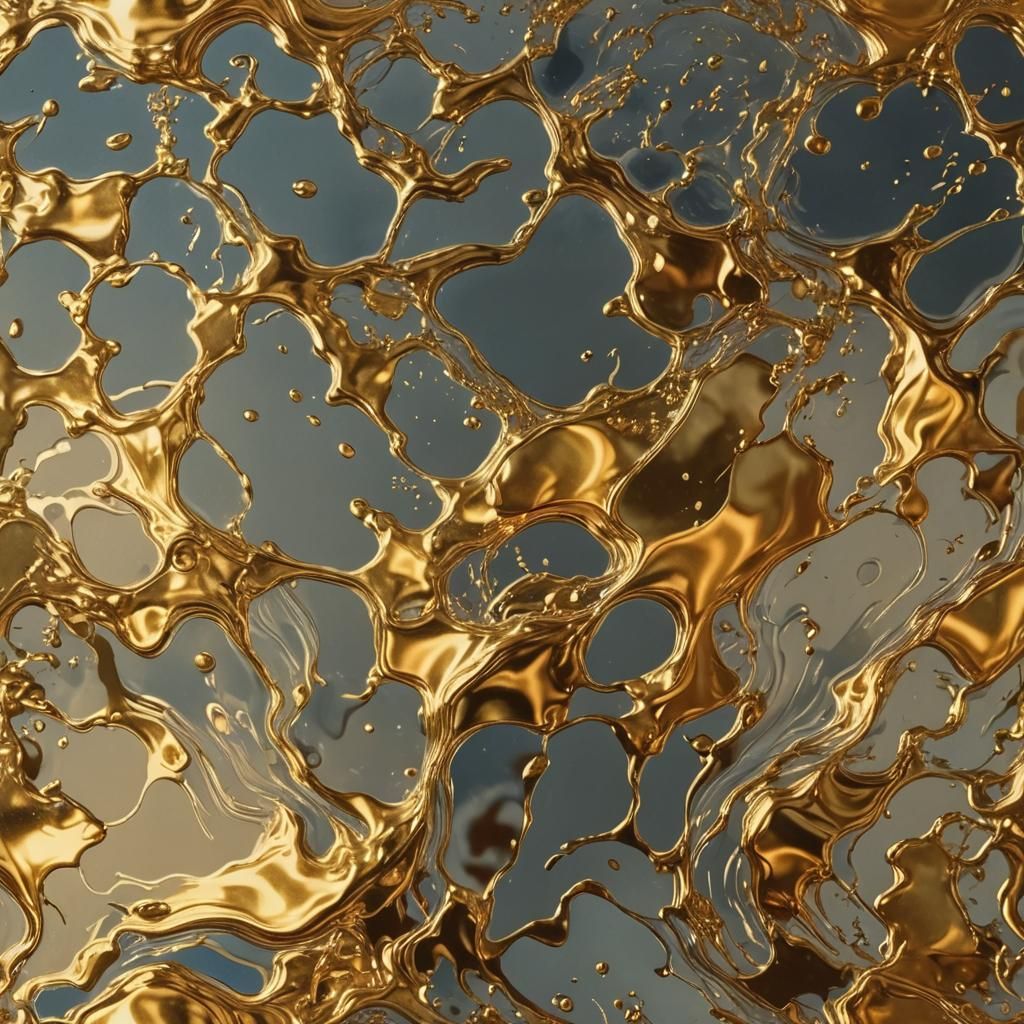 Golden Light Diffusion in Water: Gouache Masterpiece