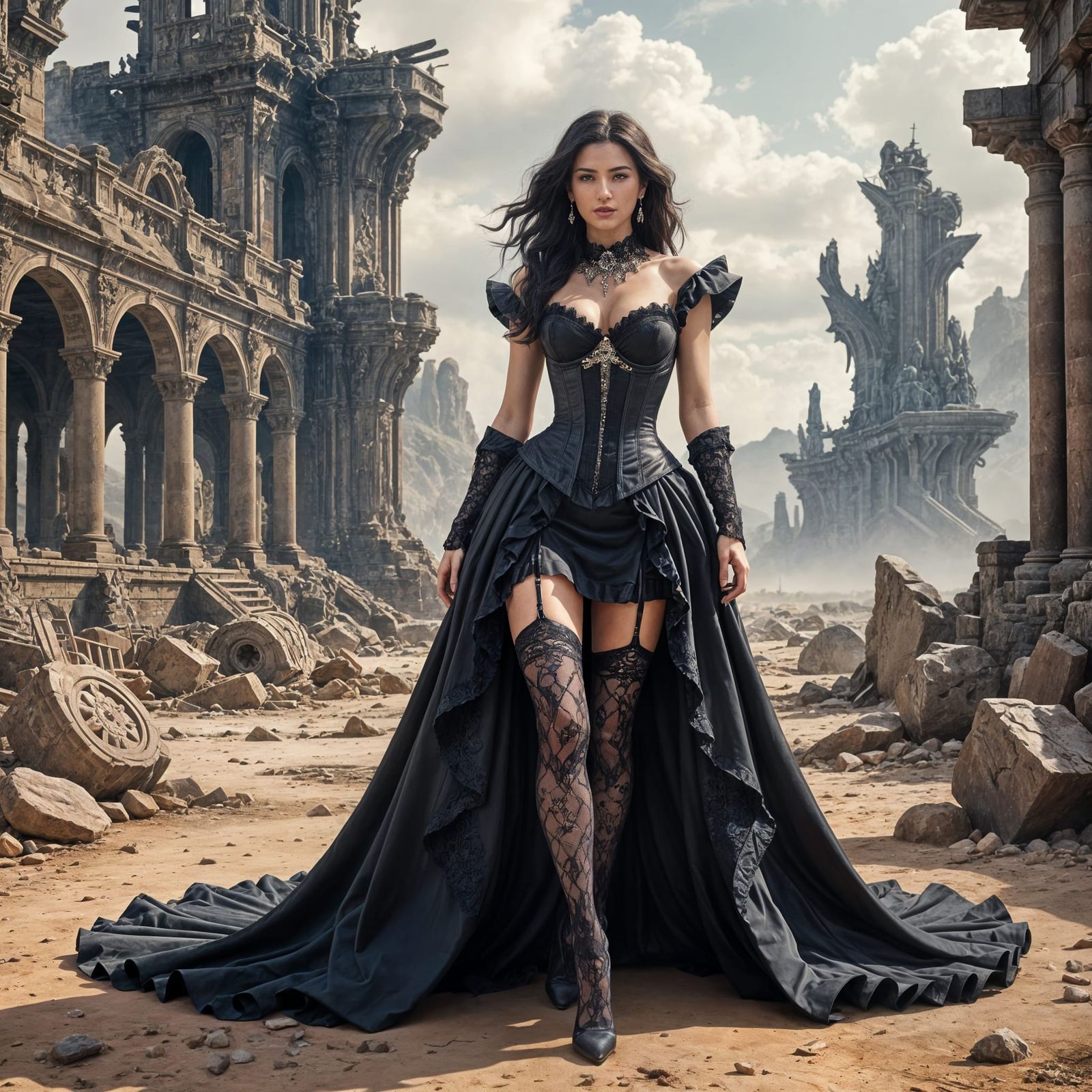 Elizabethan Woman on Alien Planet in Photorealistic Style