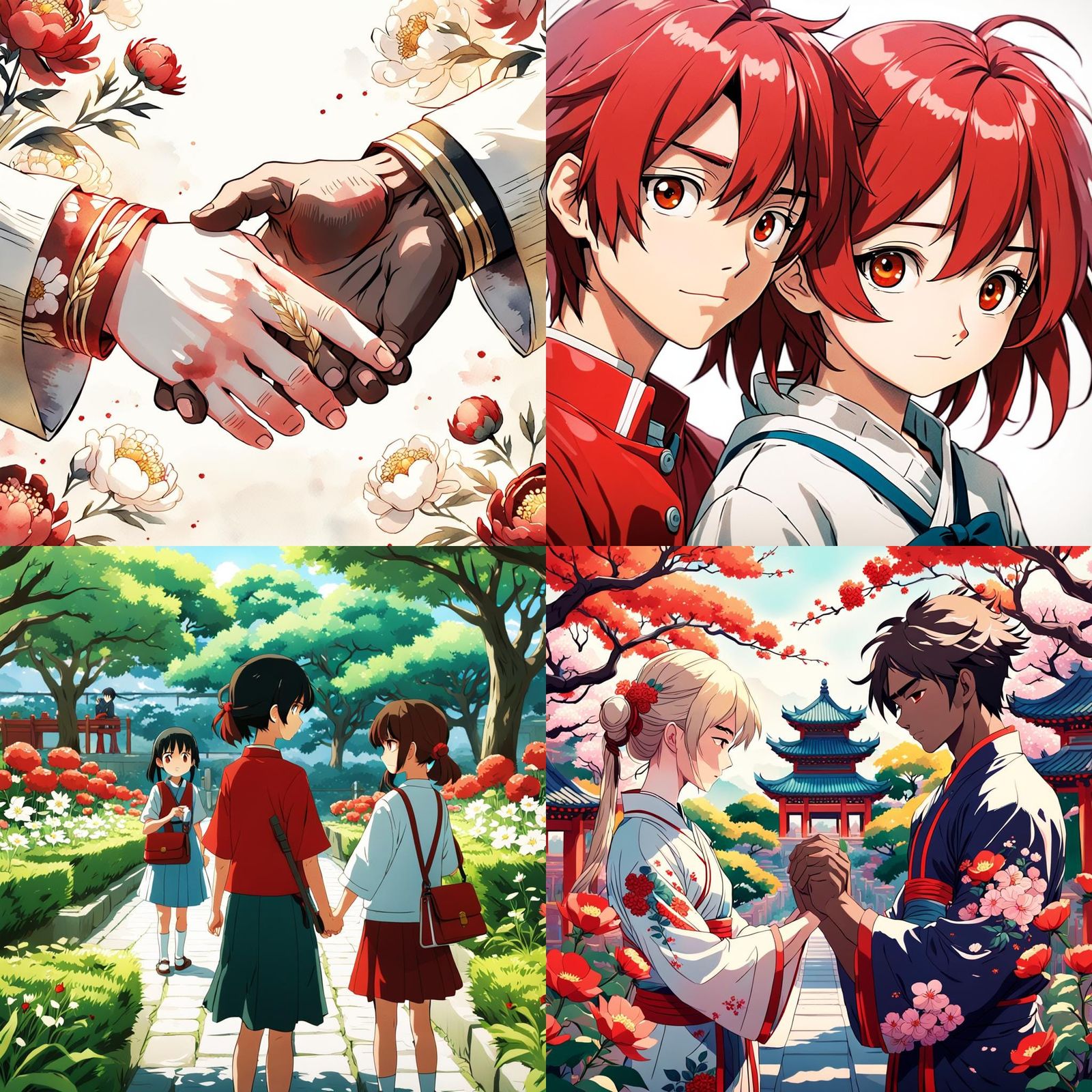 Hands Entwined in a Chinese Garden, Anime Style