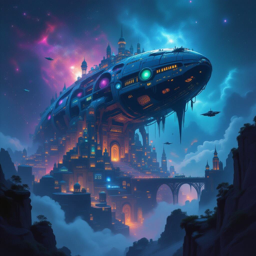 Cosmic City in Leviathan Skeleton Nebula Concept Art