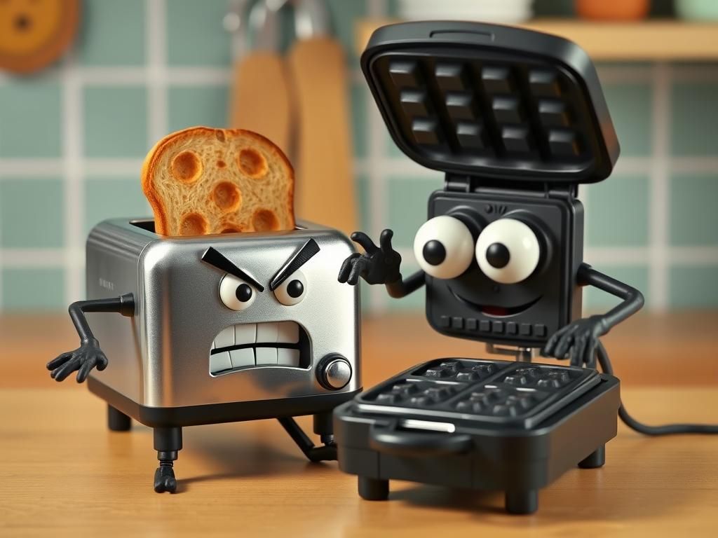 Toaster vs Waffle Maker Claymation Kitchen Battle