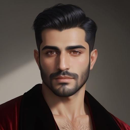 Handsome Man in Red Velvet Robe: Impressionist Portrait