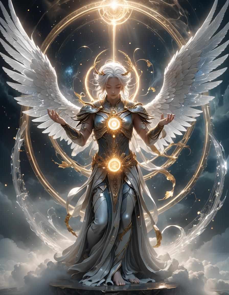 Mystical Astral Being Offering Crystal Orb in 3D Anime Art