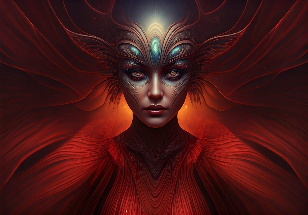 Ethereal Desert Goddess in Luxurious Optical Illusion