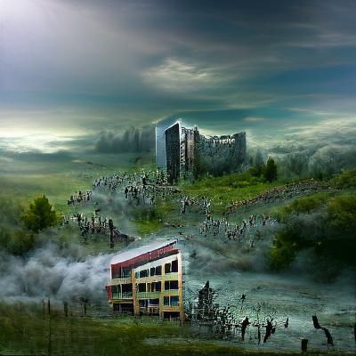 Detailed Matte Painting of Zombie Apocalypse