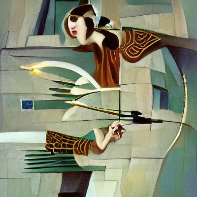 Woman Archer Ready to Shoot Arrow