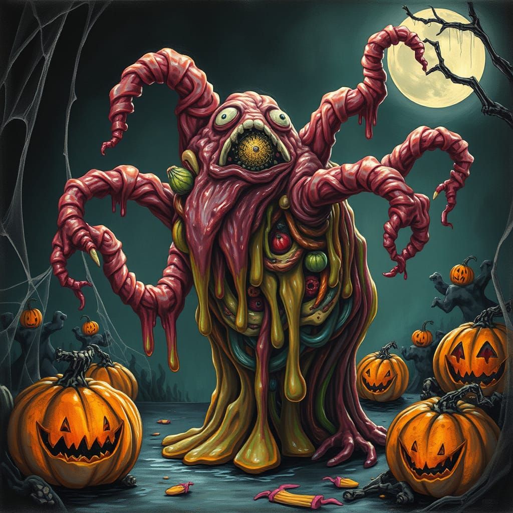 Grotesque Candy Abomination Emerges on Dark Halloween Night