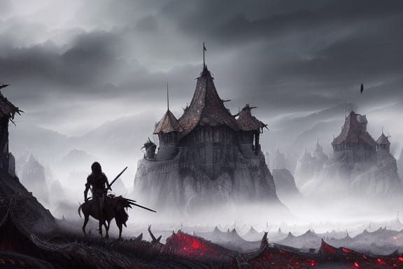 Dark Fantasy Battlefield with Broken Swords