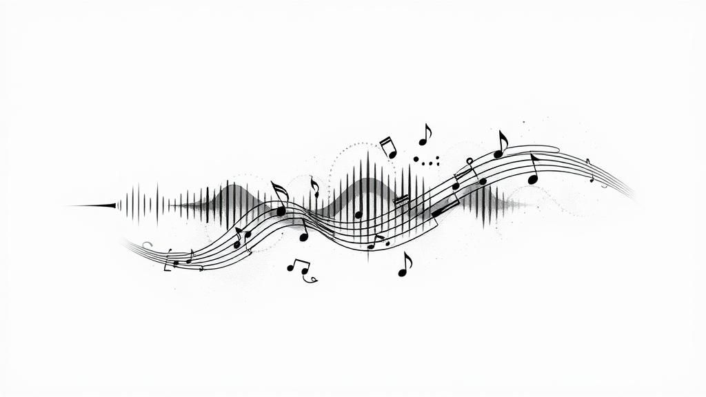 Abstract Black and White Sound Wave Design