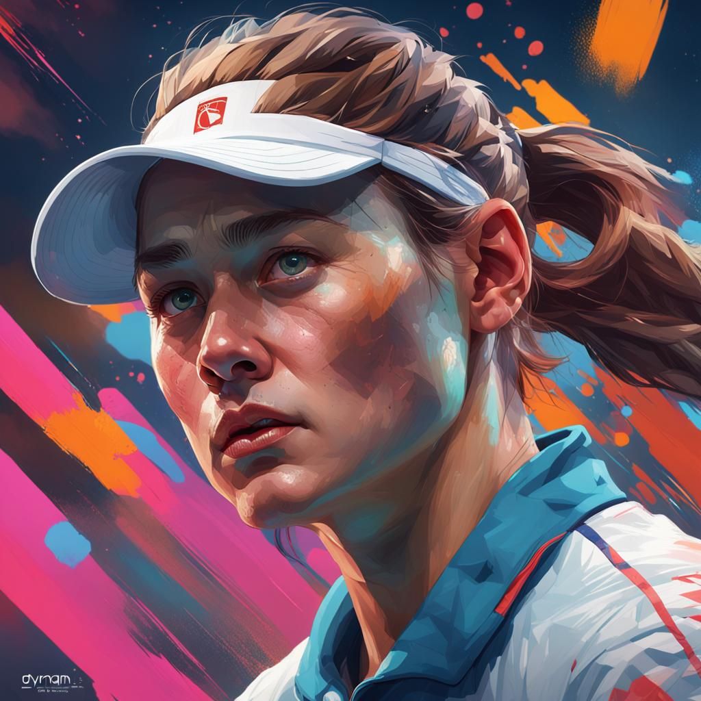 Iga Swiatek Portrait in Art Nouveau Style