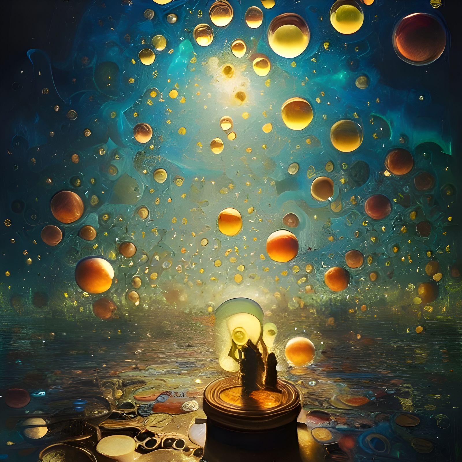 Glowing Blown-Glass Bubbles in Surreal Style