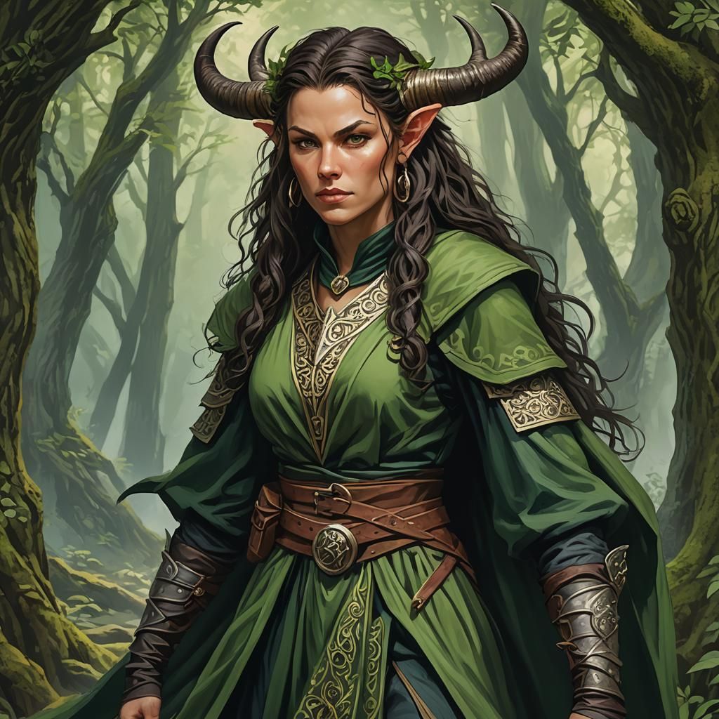 Female Tiefling Druid Outlander Warrior