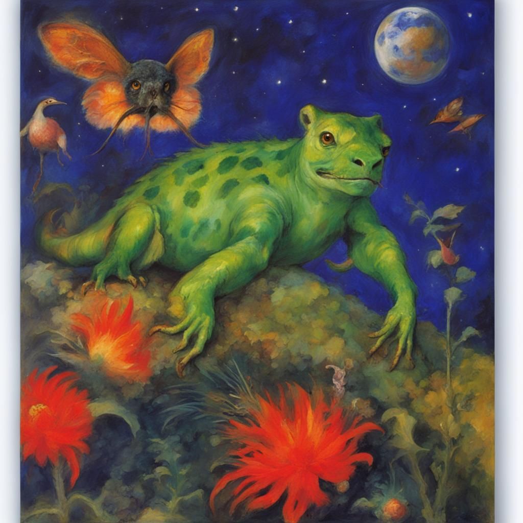 Mythical Pet Creature Singing: A Naive Art Style