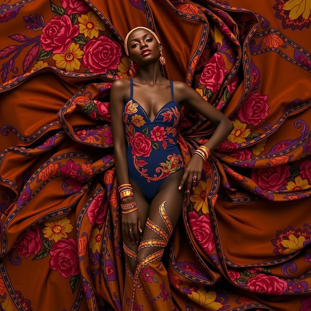 Psychedelic Floral Garden with Cosmic Mystery