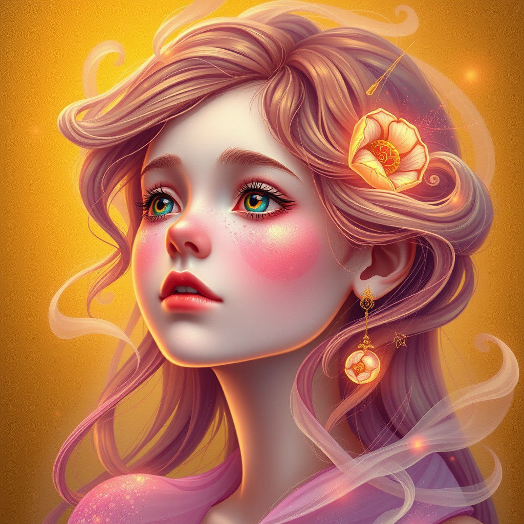 Ethereal Girl Portrait in Art Nouveau Style