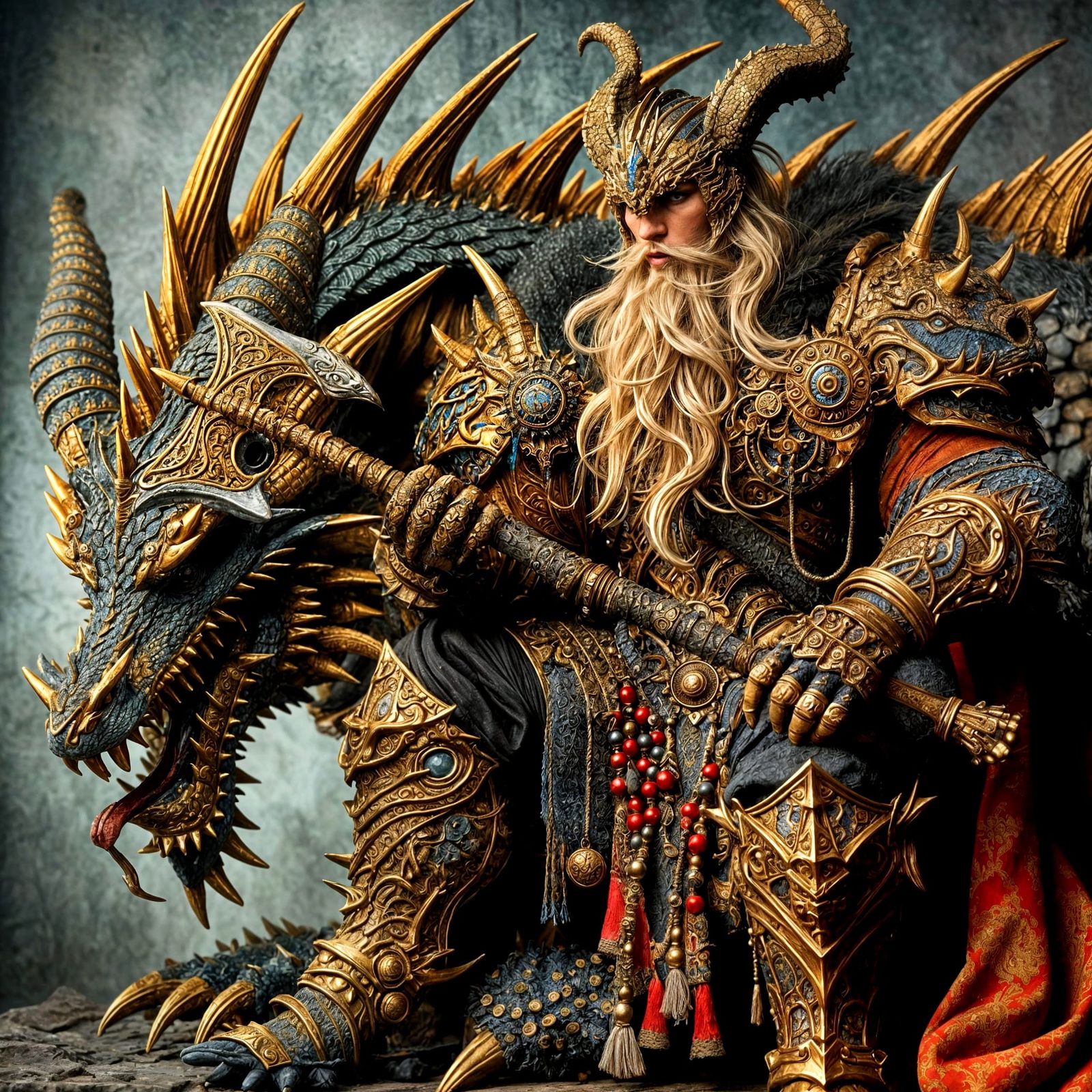 Barbarian Dragonslayer in Epic Fantasy Style