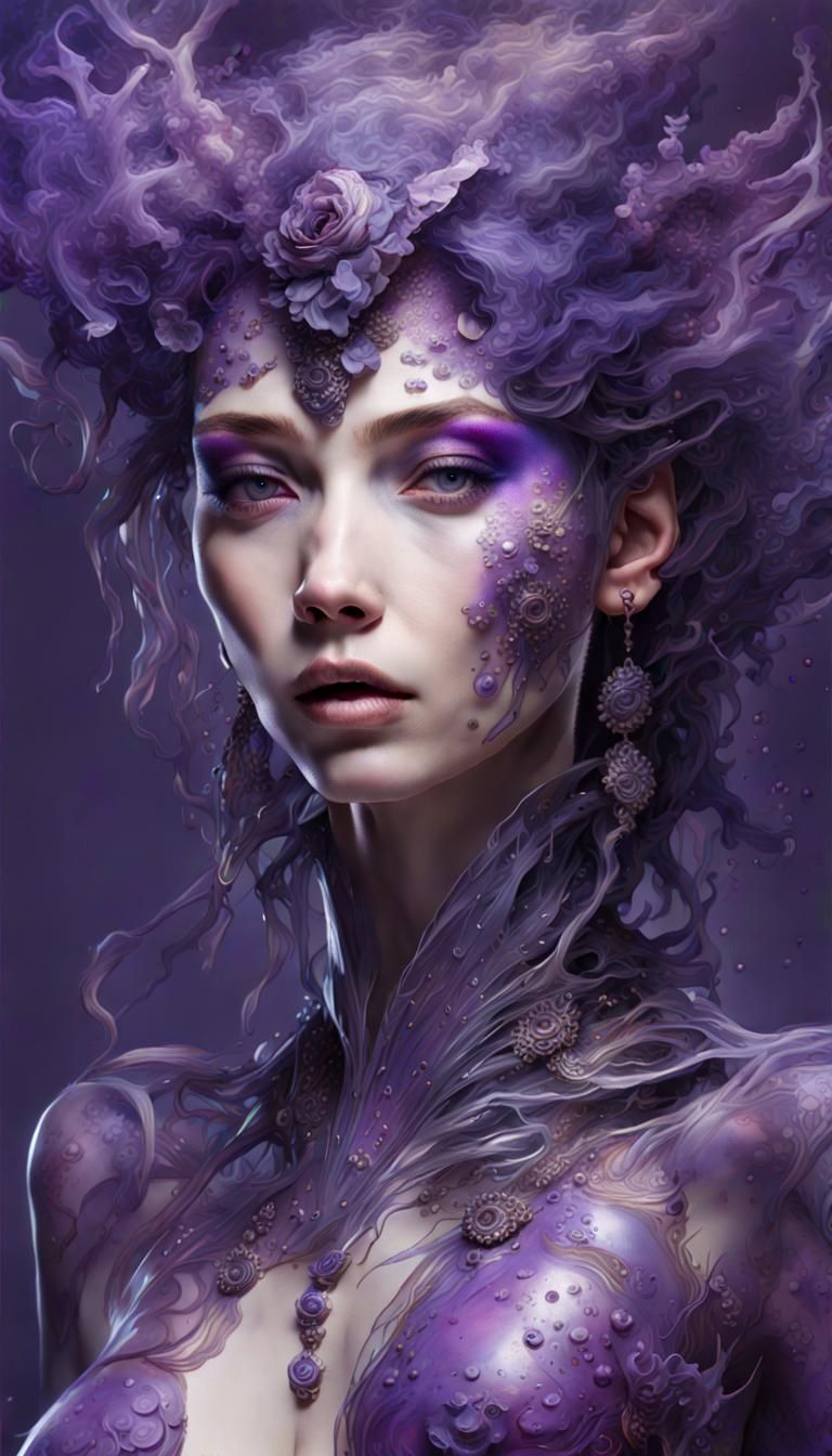 Elegant Purple Zombie Portrait in 8K Resolution